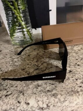 Burberry Matte Black Sunglasses with White Logo